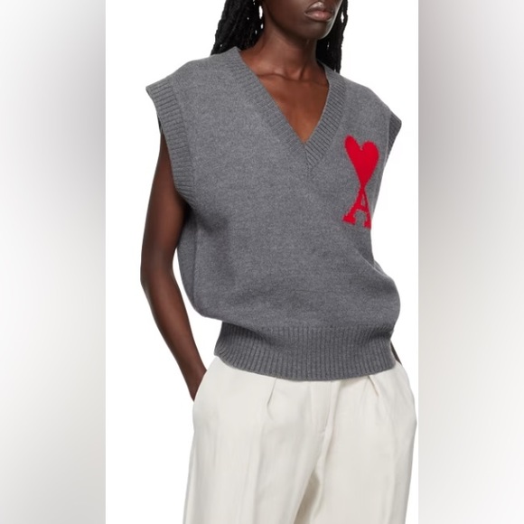 Gray AMI Paris Ami de Coeur Vest - Picture 3 of 3